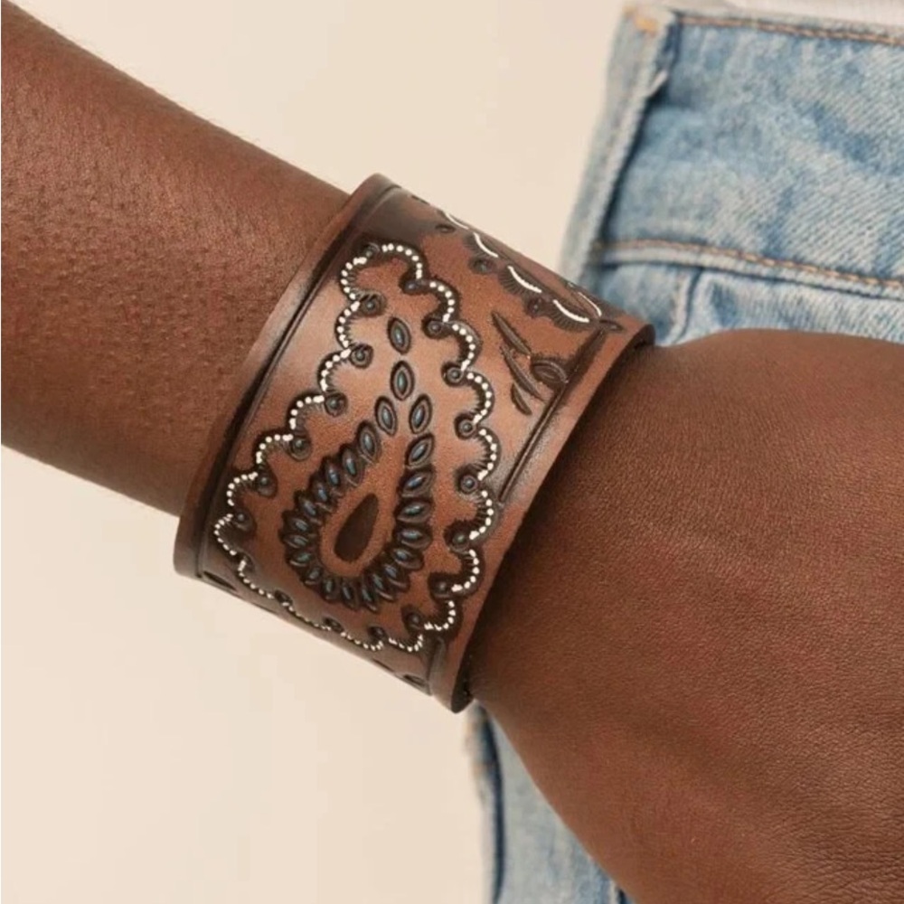 Paparazzi ~ Paisley Pioneer Brown Urban Leather Bracelet